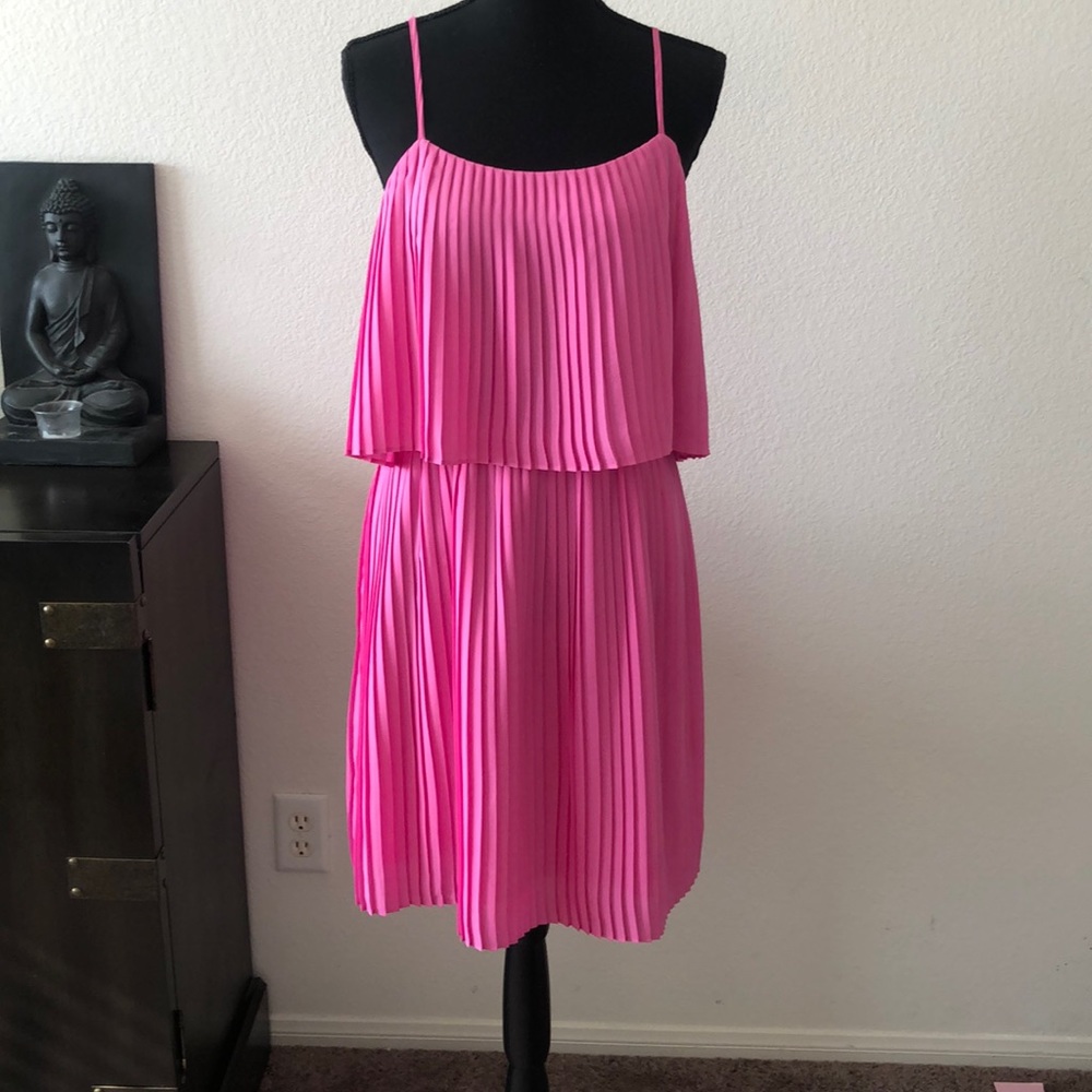 Pink Pleated Dress Medium